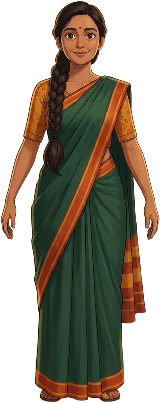 Revathi in a green saree, the Anchor