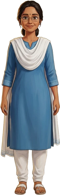 Revathi in a blue kurta, the Wanderer